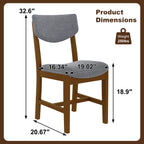 GDF Studio Upholstered Wood Dining Chair with Padded Seat, Gray Fabric Kitchen Chair