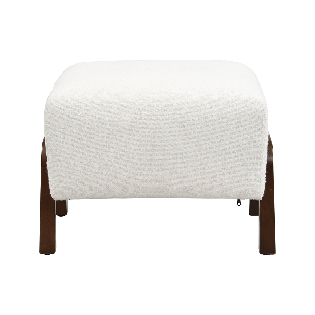 Boucle Storage Ottoman with Solid Wood Legs – Modern Upholstered Footrest & Accent Bench