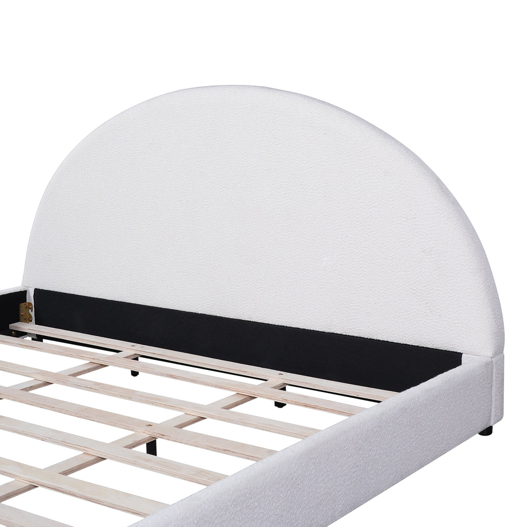 Christopher Knight Home Modern Boucle Upholstered Platform Bed with Thick Half-Round Headboard