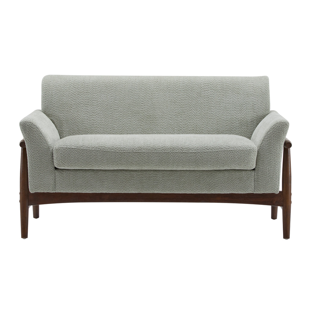 GDF Studio Modern Upholstered Loveseat with Elm Wood Legs & Flare Arm Design