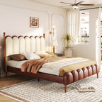 Christopher Knight Home Luxury Faux Leather Bed Frame with Curved Headboard & Solid Wood Support