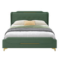 Christopher Knight Home Modern Faux Leather Platform Bed with Gold Metal Accents & Sturdy Wood-Metal Frame