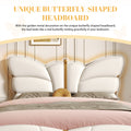 Christopher Knight Home Butterfly-Headboard PU Leather Platform Bed with Wood Slats & Metal Accents