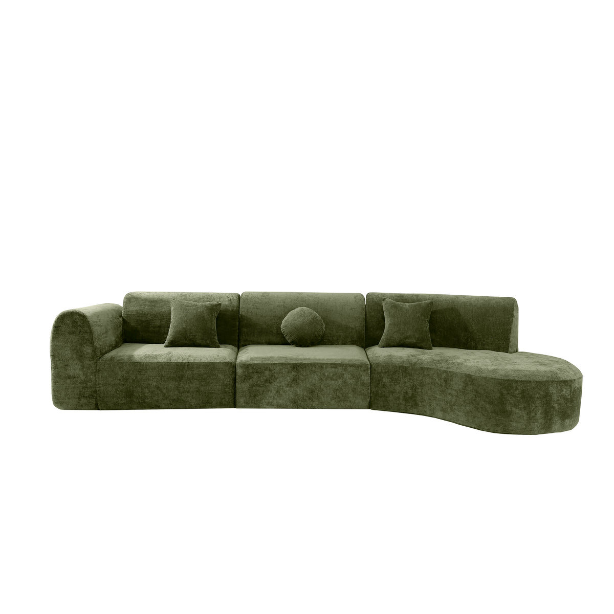 Christopher Knight Home Isolde 140" Modern 4-Seater Upholstered Curved Sectional Sofa, Green
