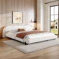 Christopher Knight Home Modern Boucle Upholstered Bed Frame with Thick Padded Headboard & Sturdy Wood-Steel Support