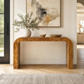 Christopher Knight Home Tivor Modern Wooden Console Table with 3.9" Ultra-Thick Tabletop and Curved Design, Burly Wood