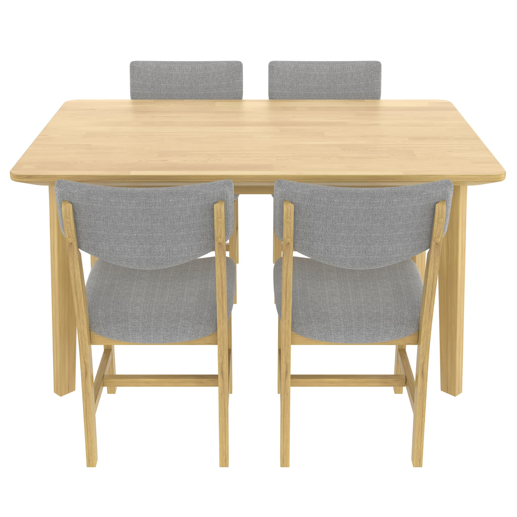 GDF Studio 5-Piece Solid Wood Dining Table Set with Upholstered Chairs, Rectangular Kitchen Table Set for 4