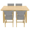 GDF Studio 5-Piece Solid Wood Dining Table Set with Upholstered Chairs, Rectangular Kitchen Table Set for 4
