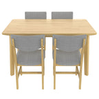 GDF Studio 5-Piece Solid Wood Dining Table Set with Upholstered Chairs, Rectangular Kitchen Table Set for 4