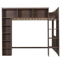 Queen Loft Bed with Storage Cabinets & Bookshelf, Solid Wood Loft Bed with Ladder for Small Bedrooms