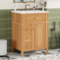 GDFStudio Bevis Modern Wood 24 Inch Bathroom Vanity with Ceramic Sink and Drawers, Wood