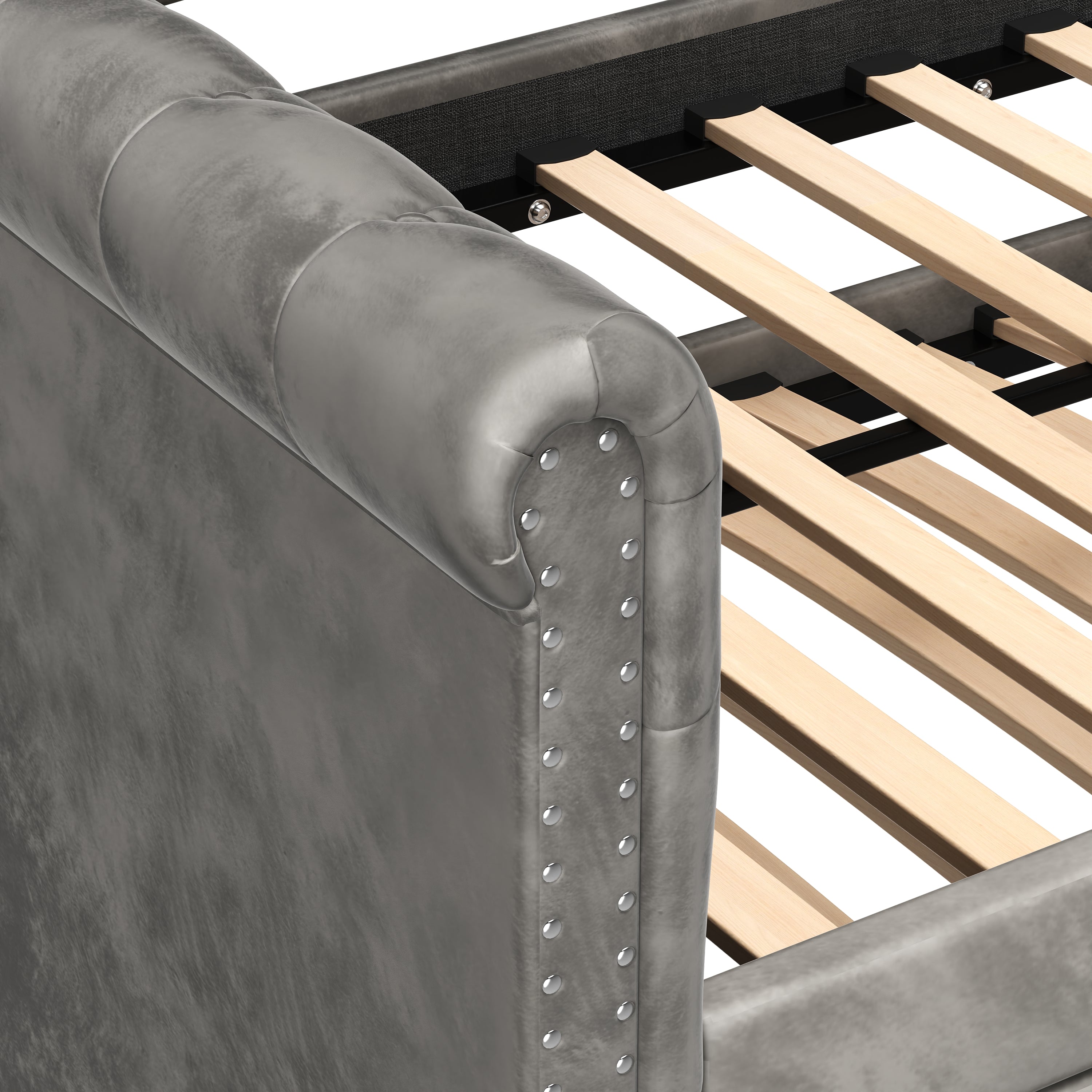 Christopher Knight Home Upholstered Velvet Daybed with Pull-Out Trundle & Tufted Backrest