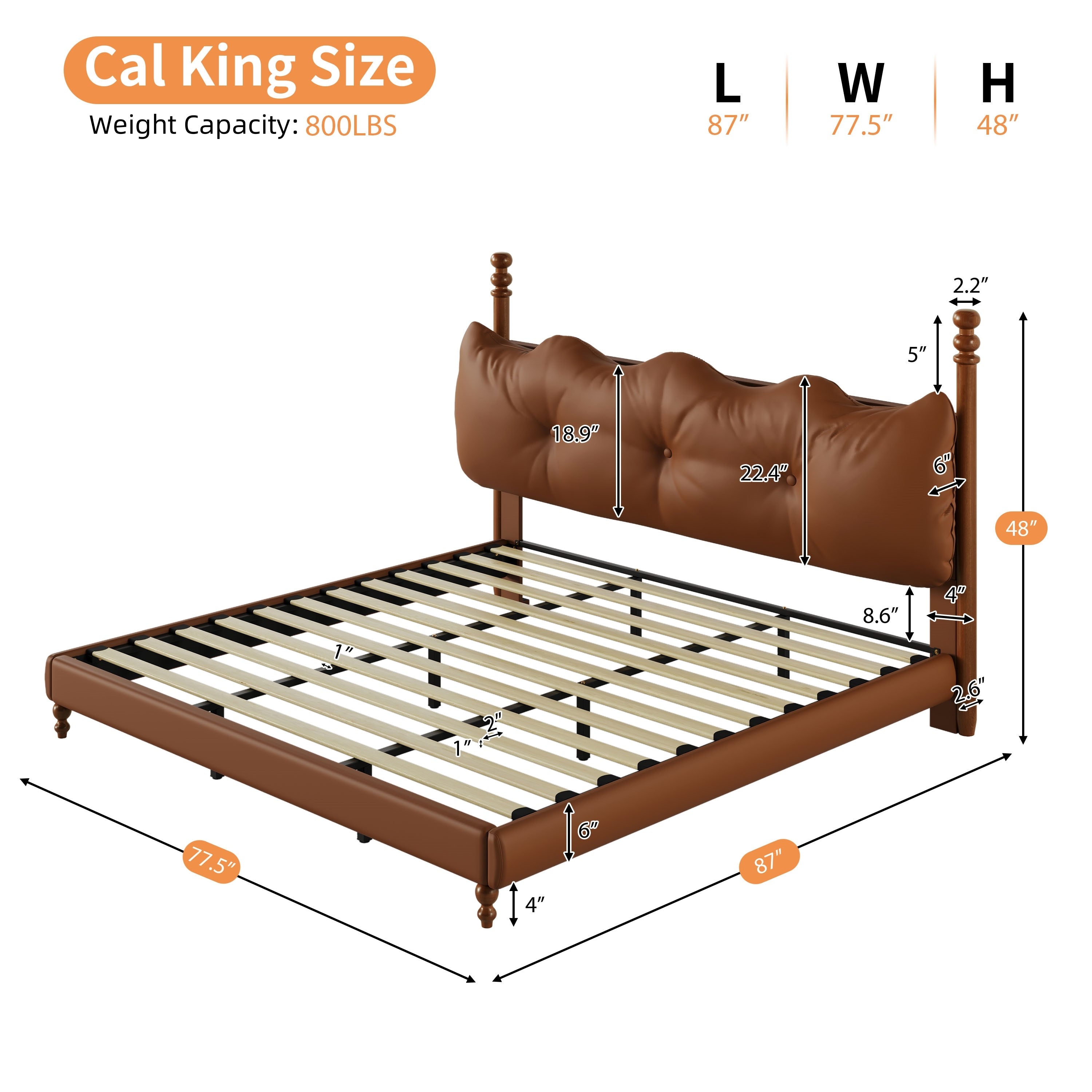 Christopher Knight Home Vintage Wood-Post Faux Leather Platform Bed with Button Headboard & Strong Support Frame