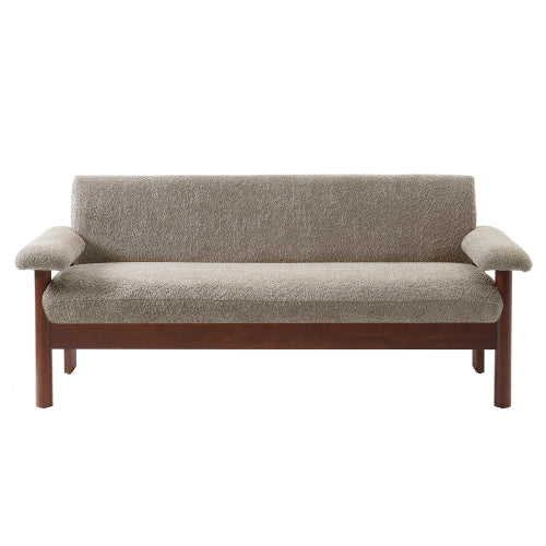 Christopher Knight Home Basile Modern 2 Seater 72.8" Sofa with Armrest Pillows and Rubberwood Legs, Brown