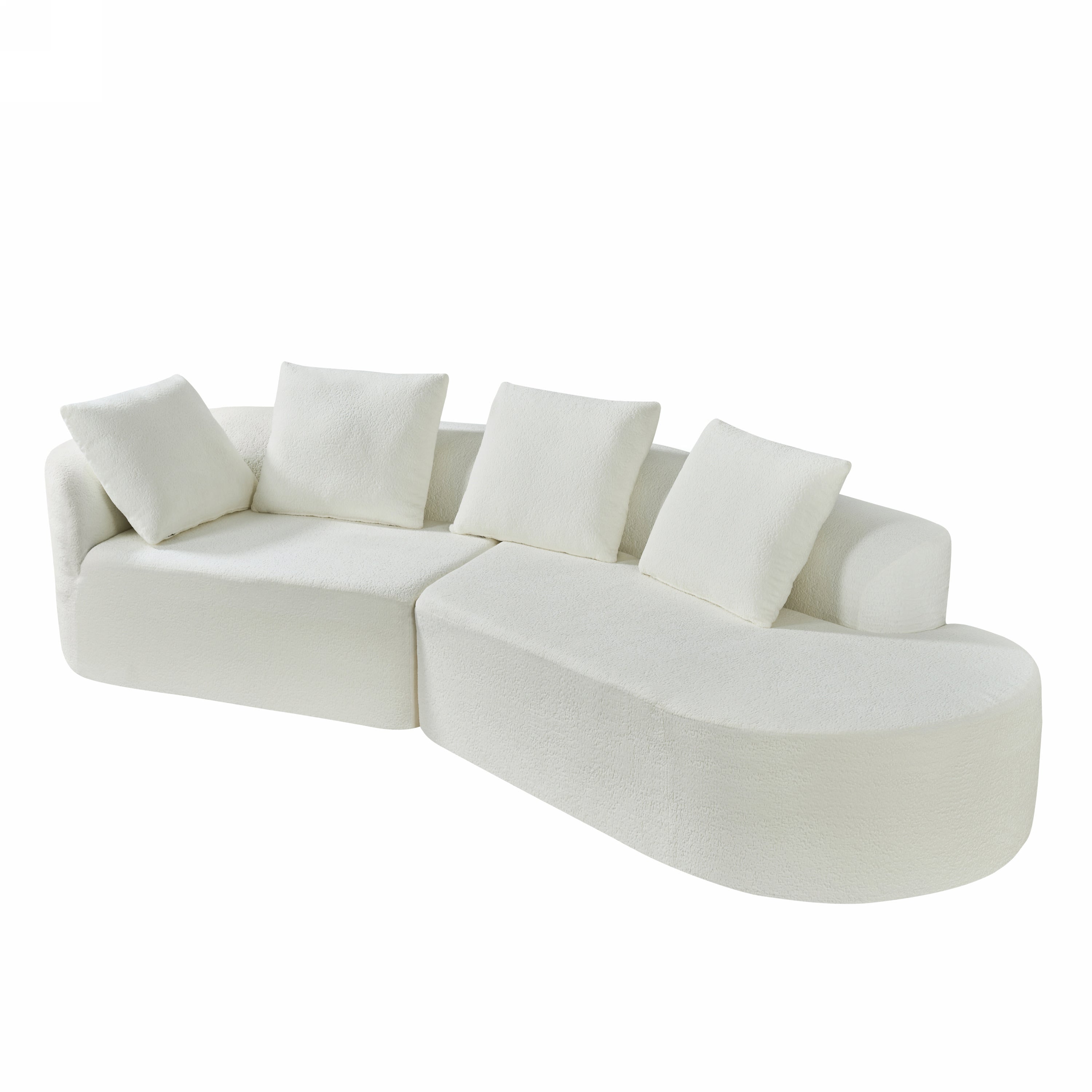 Christopher Knight Home 116" Modern Curved Sectional Sofa with High-Density Sponge and 4 Pillows, Beige