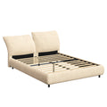 Christopher Knight Home Modern Fabric Upholstered Bed with Adjustable Cushion Headboard & Wood Slat Support