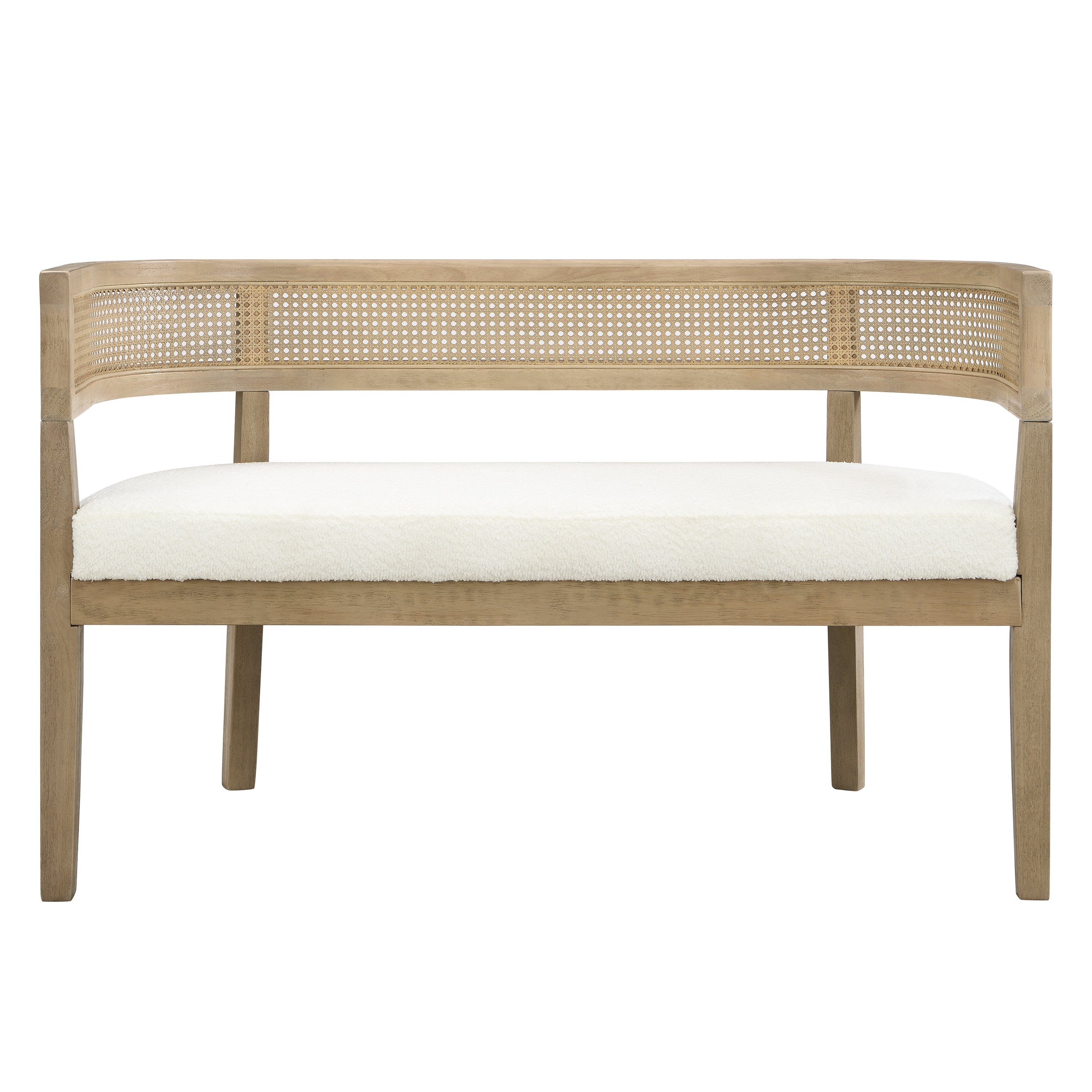 Christopher Knight Home Shigeo 47.5" Farmhouse Rubberwood Boucle Upholstered Sofa, Light Ash/Beige