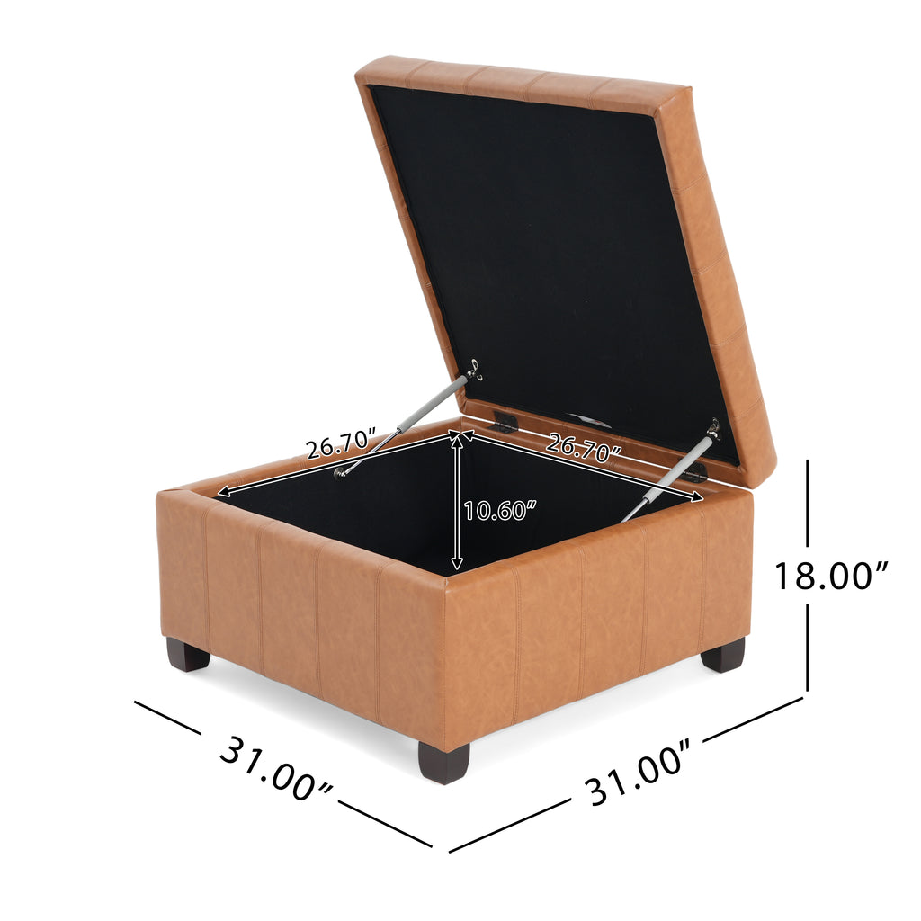 Tufted Square Storage Ottoman with Soft-Closing Hinges & Upholstered Lid