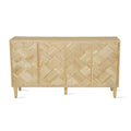 Christopher Knight Home Sylvia Geometric Pattern Wood Storage Sideboard with Shelves and 4 Doors, Natural