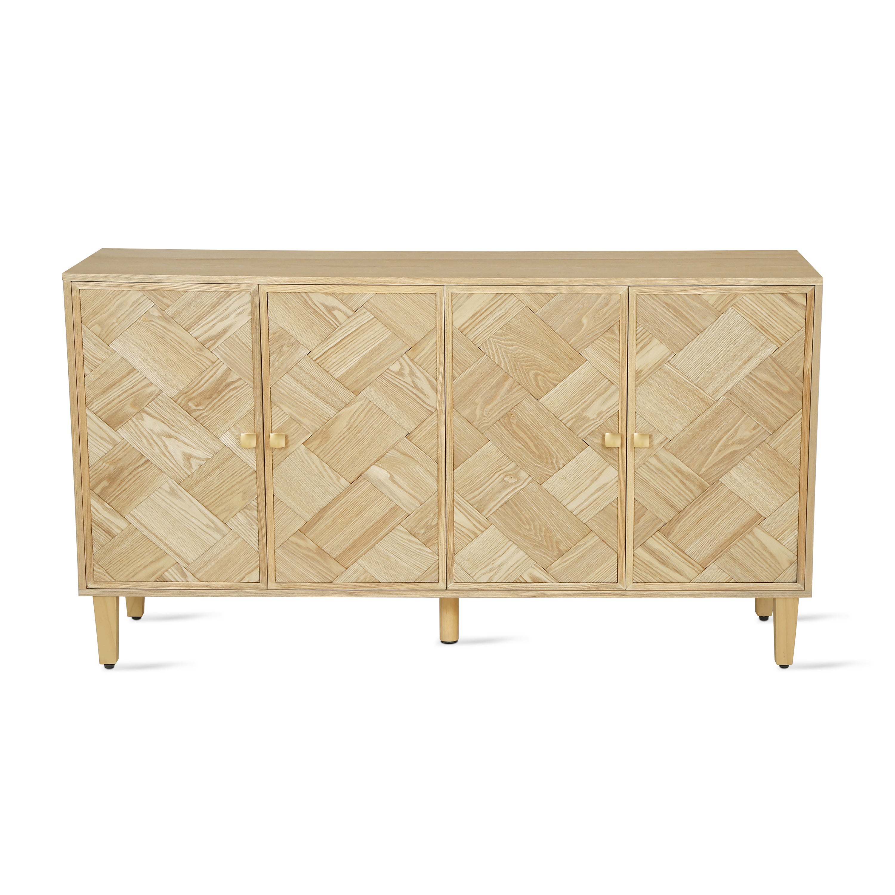 Christopher Knight Home Sylvia Geometric Pattern Wood Storage Sideboard with Shelves and 4 Doors, Natural
