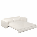 GDFStudio Odette Modern 93  King Size 3-Seater Convertible Teddy Upholstered Sofa Bed with 2 Lumbar Pillows, Beige