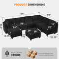 GDFStudio Core Modular Chenille Sectional Sofa with Storage, 8 Piece, Black