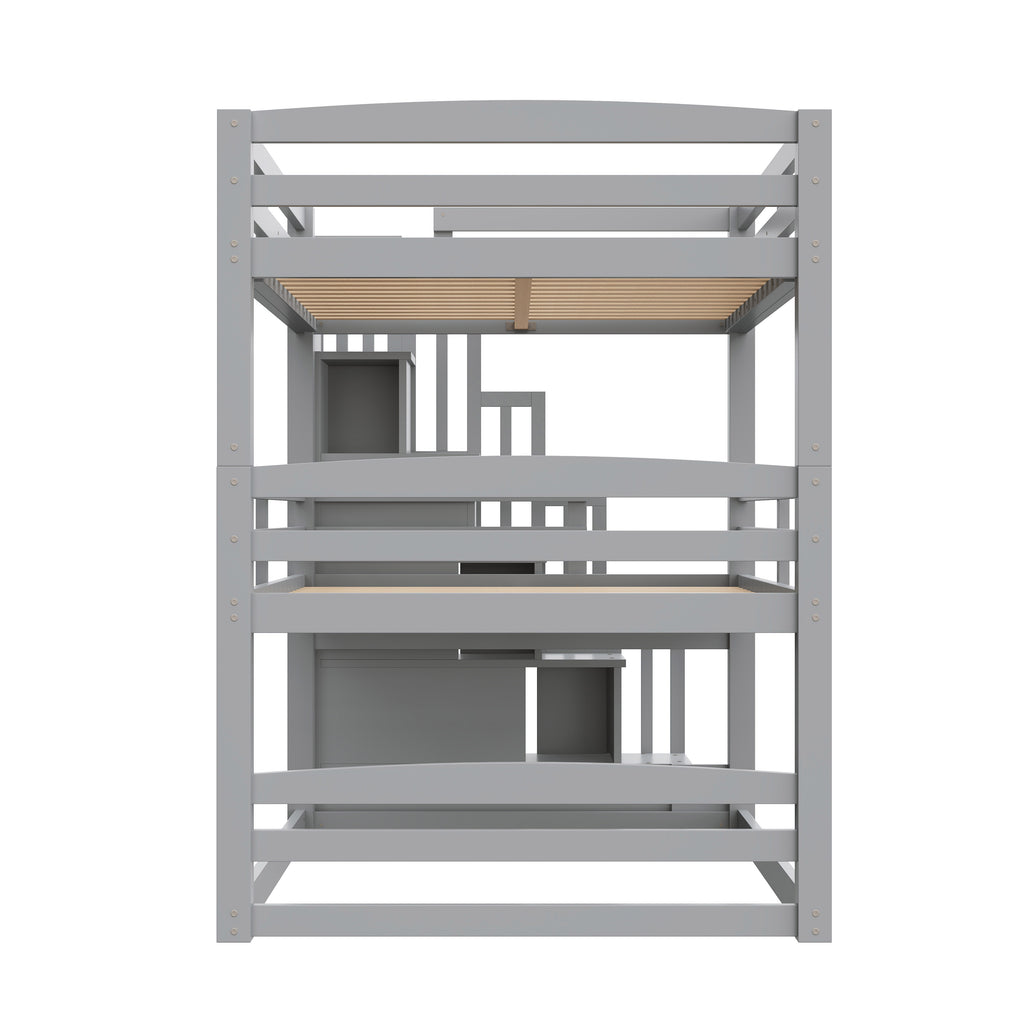 GDF Studio 3-in-1 Full-Size Convertible Bunk Bed with Storage Staircase