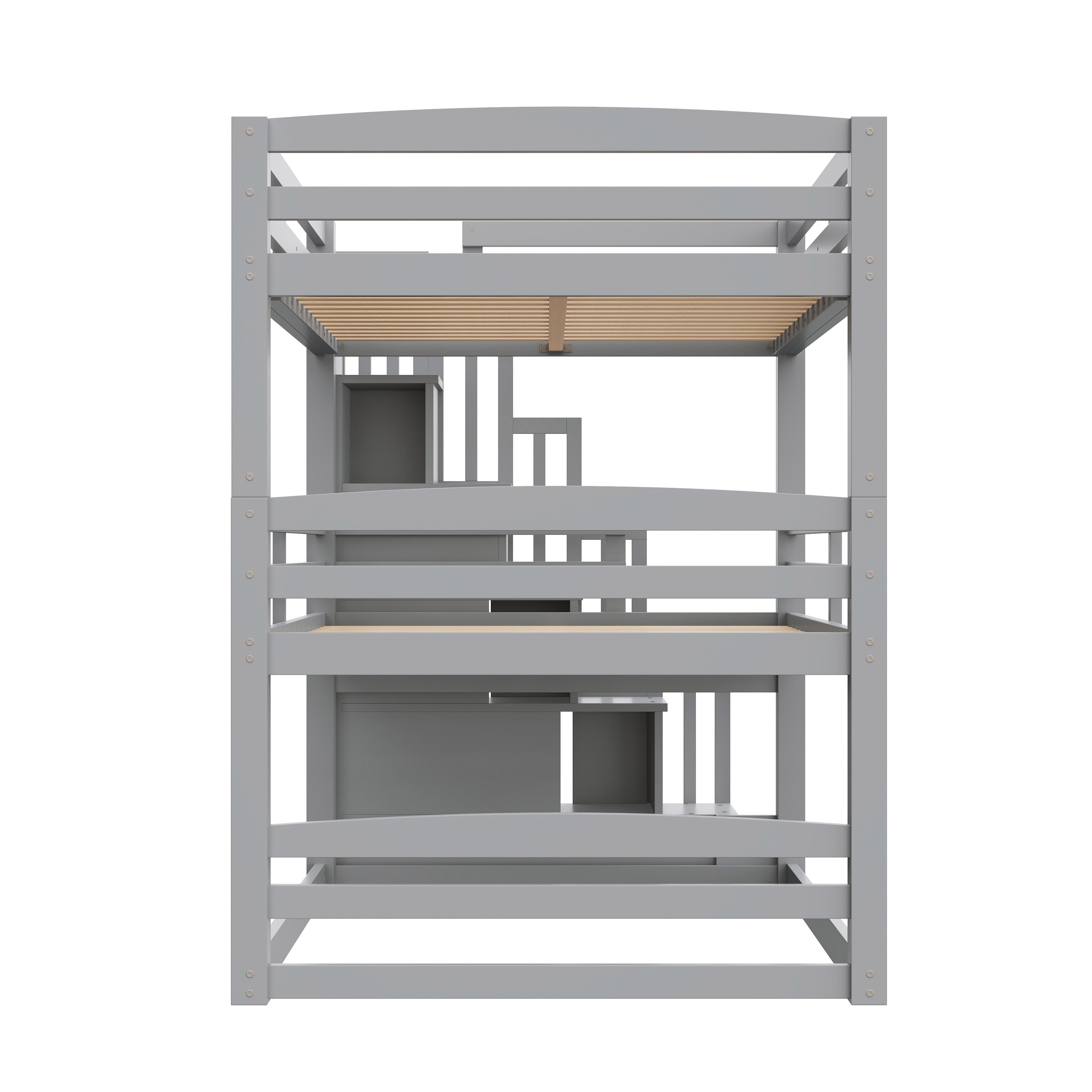 GDF Studio 3-in-1 Full-Size Convertible Bunk Bed with Storage Staircase