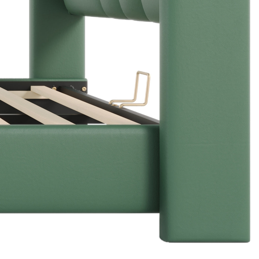 Christopher Knight Home Modern PU Leather Platform Bed with Wave Headboard & Wingback Design