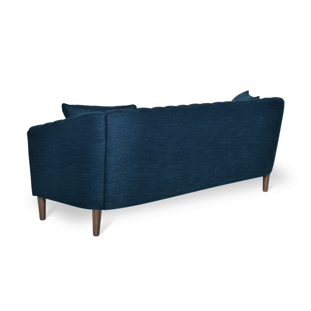 Contemporary Upholstered 3-Seater Sofa with Channel Stitching & Accent Pillows