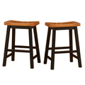 Christopher Knight Home Pomeroy Farmhouse Rubberwood 24 Inch Backless Saddle Counter Stools (Set of 2), Walnut/Black