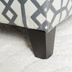 Storage Bench Ottoman with Hidden Storage & Geometric Gray-White Upholstery