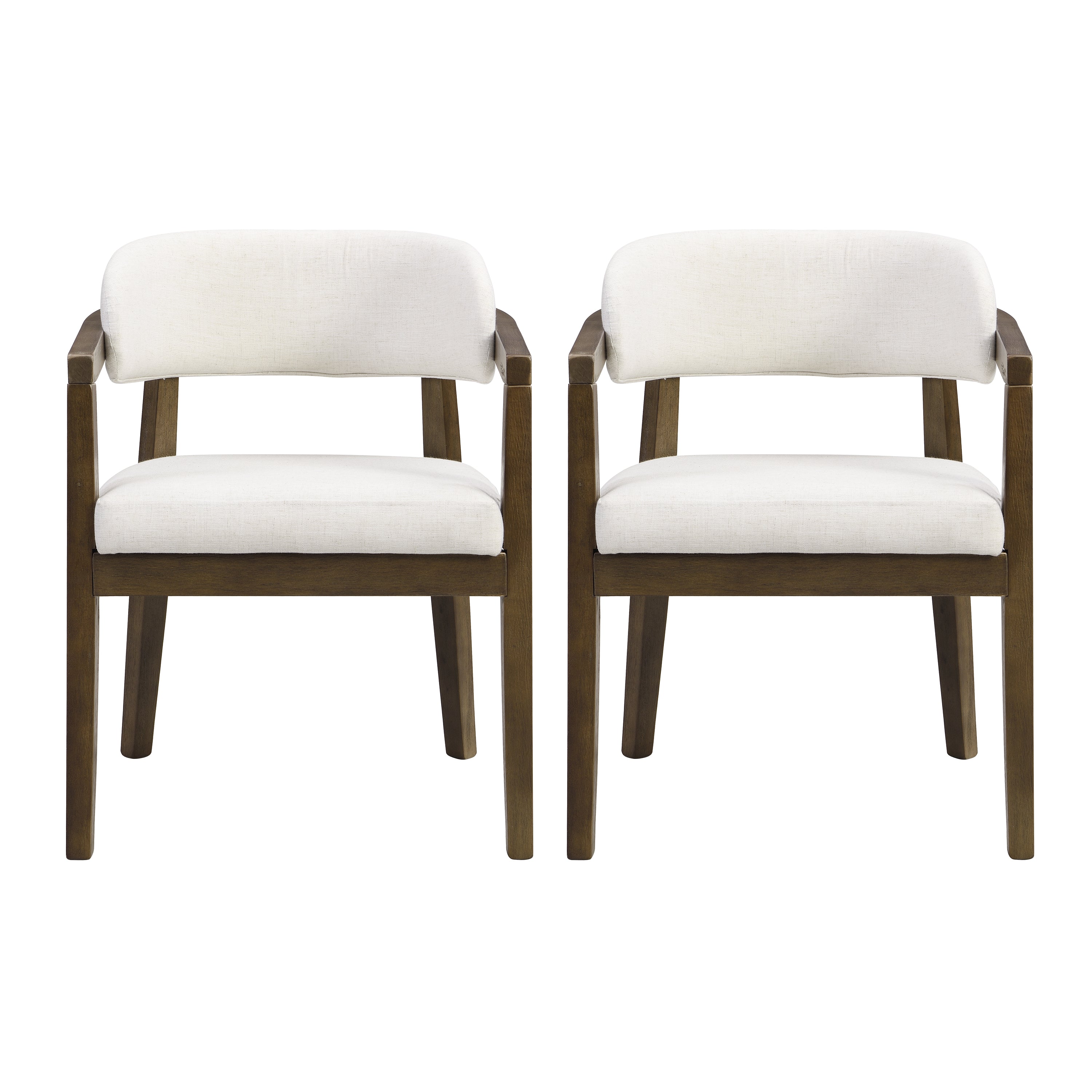 Christopher Knight Home Darien Upholstered Rubberwood Dining Chairs (Set of 2), Beige/Dark Brown