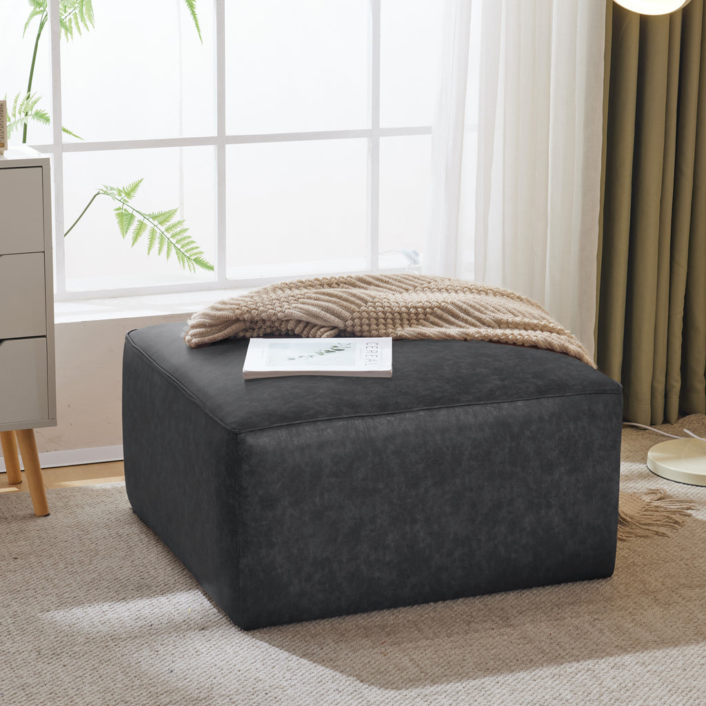 Christopher Knight Home Modern Faux Leather Sectional Ottoman – Modular Square Living Room Footrest