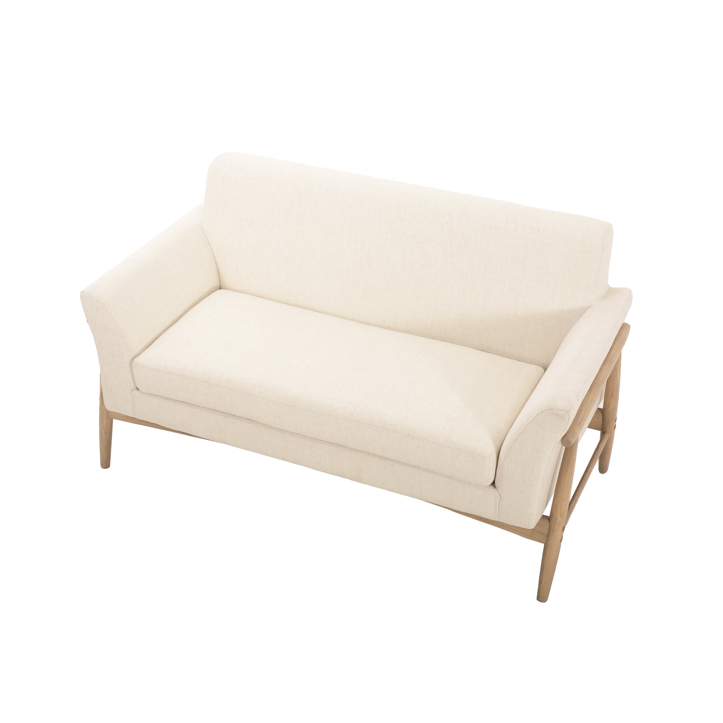 GDF Studio Modern Upholstered Loveseat with Elm Wood Legs & Flare Arm Design