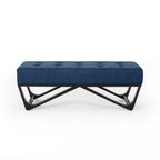 Christopher Knight Home Modern Upholstered Ottoman Bench with Tufted Waffle Stitch & Bentwood Base
