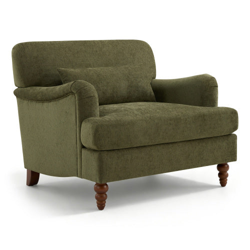 GDFStudio Harper Transitional Chenille Oversized Accent Chair with Lumbar Pillow, Green