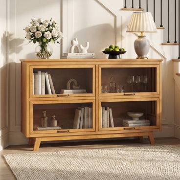 Christopher Knight Home Emerson Mid-Century Modern Wood Storage Cabinet with 4 Glass Doors