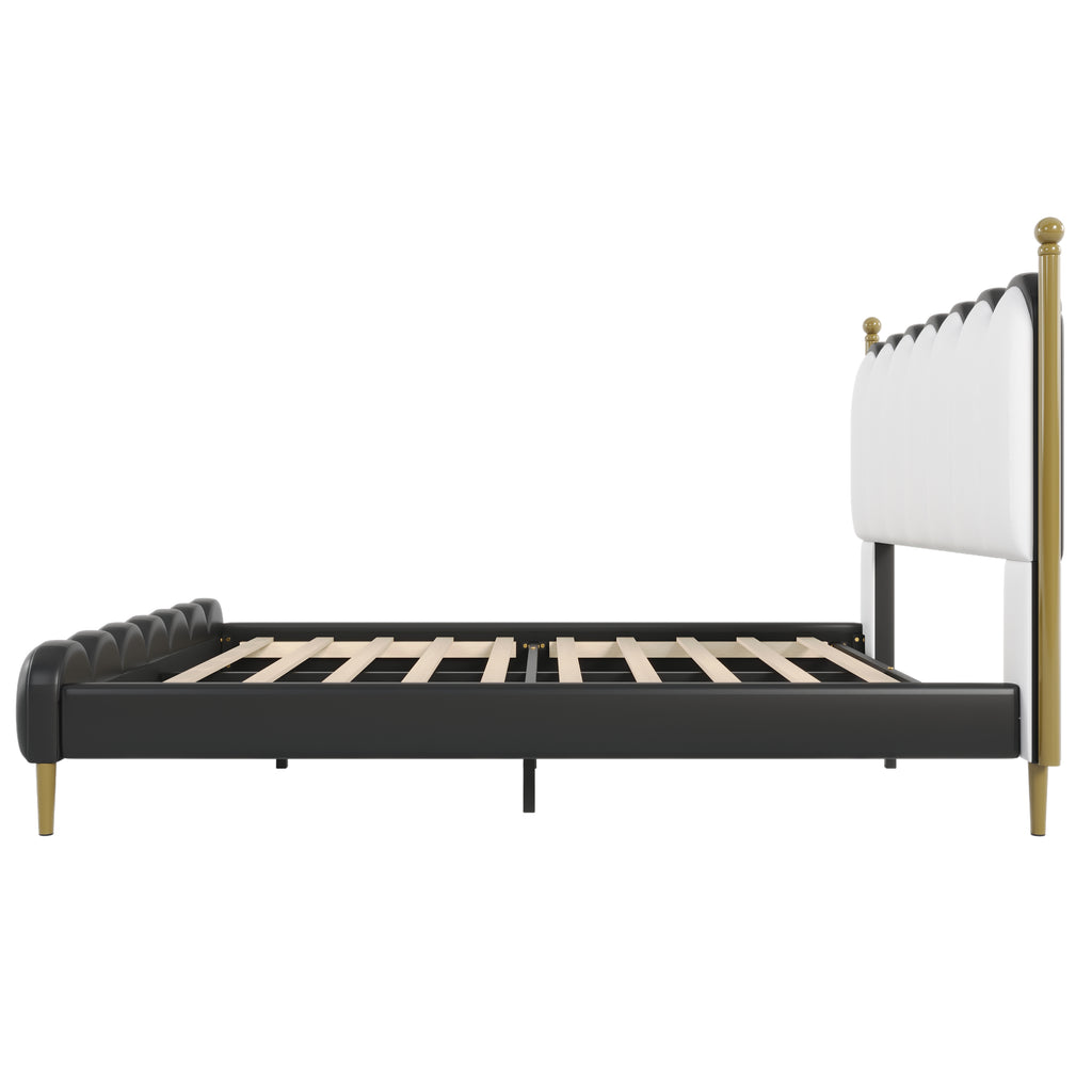 Christopher Knight Home Luxury Faux Leather Bed Frame with Curved Headboard & Solid Wood Support