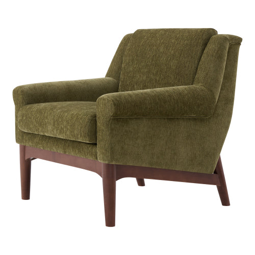 GDFStudio Bennett Mid-Century Modern Upholstered Accent Chair with Flared Arm, Green
