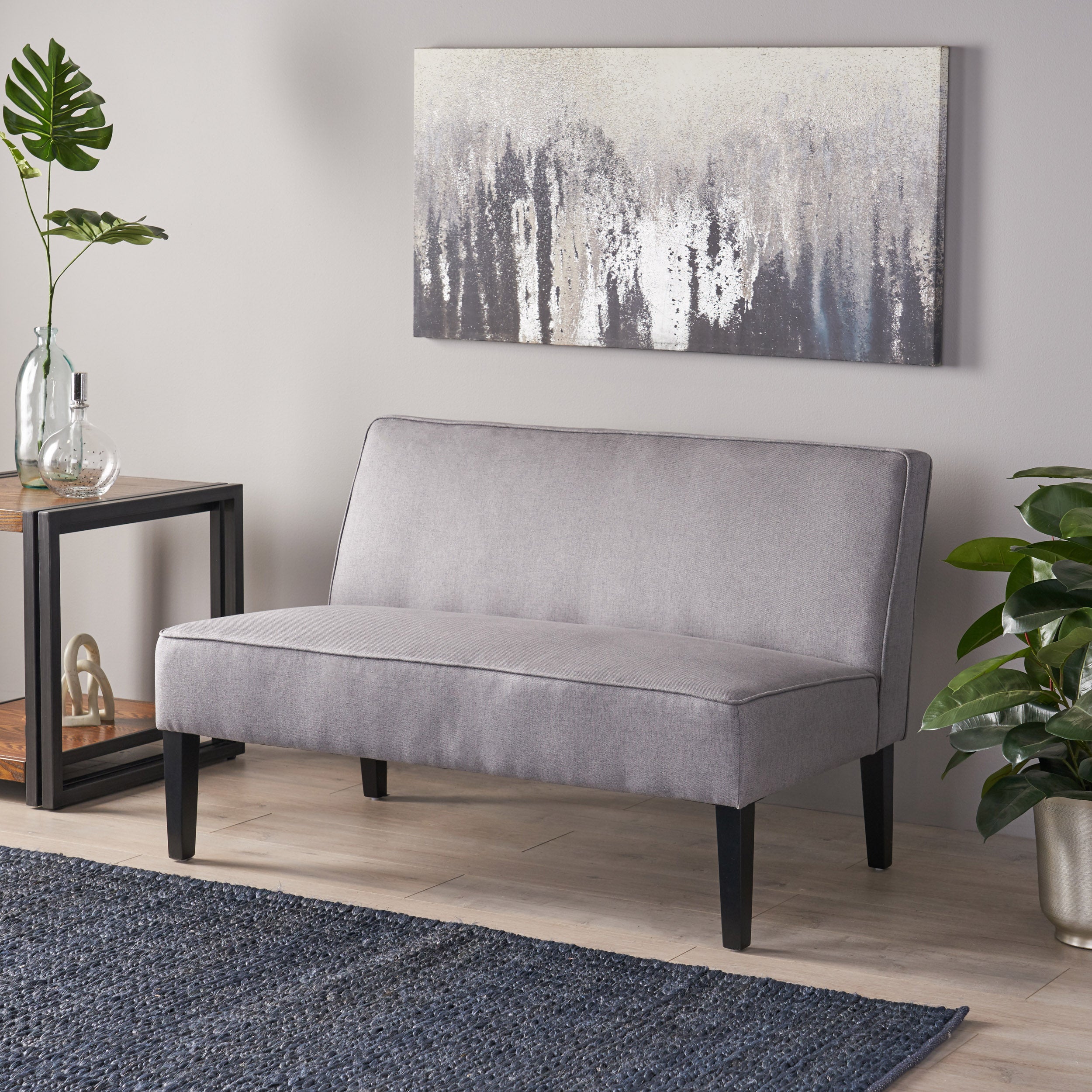 Modern Upholstered Loveseat with Solid Wood Frame & Birch Legs