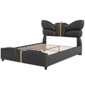 Christopher Knight Home Butterfly-Headboard PU Leather Platform Bed with Wood Slats & Metal Accents