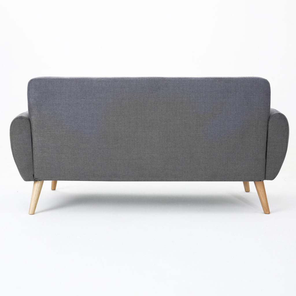 Mid-Century Modern Loveseat with Button-Tufted Waffle Stitch & Tapered Wood Legs ¨C Compact Small-Space Sofa