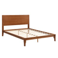 GDFStudio Julia 12 Inch Mid-Century Modern Bamboo Platform Bed with Wood Slat Metal Support, Queen Size