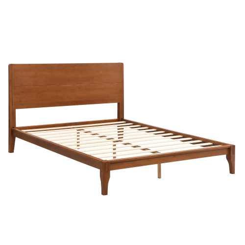 GDFStudio Julia 12 Inch Mid-Century Modern Bamboo Platform Bed with Wood Slat Metal Support, Queen Size