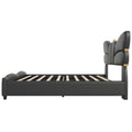 Christopher Knight Home Butterfly-Headboard PU Leather Platform Bed with Wood Slats & Metal Accents