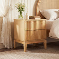 Christopher Knight Home Modern Fluted Wood Nightstand with 2 Drawers, Natural
