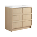 GDFStudio Elara Modern 36 Bathroom Vanity with Resin Sink and Soft-Close Doors, Oak