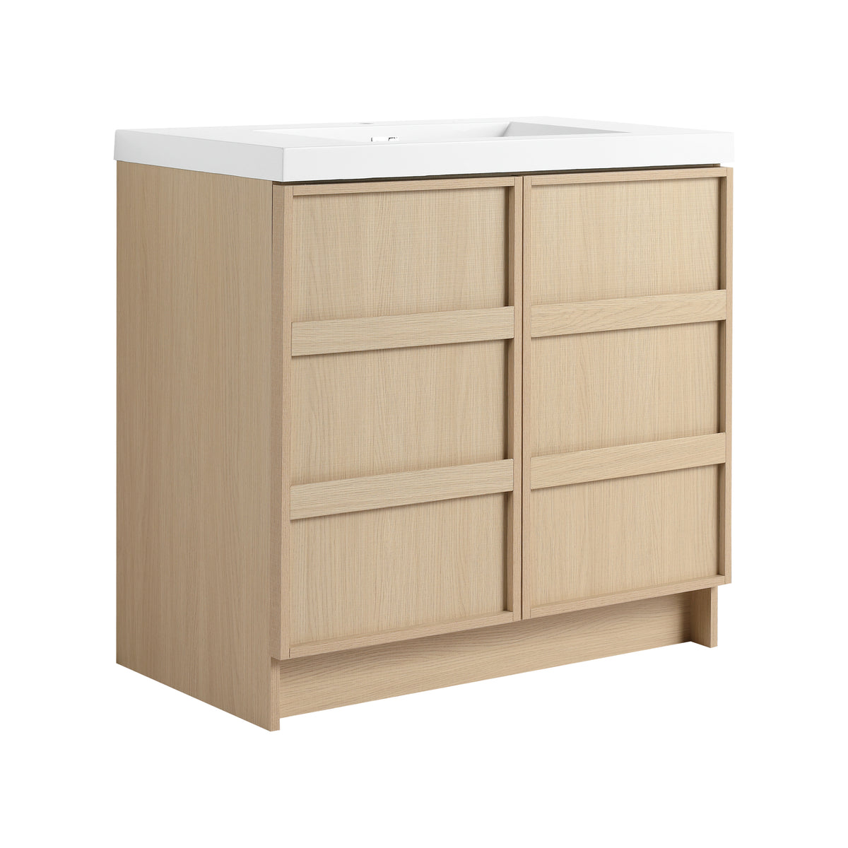 GDFStudio Elara Modern 36 Bathroom Vanity with Resin Sink and Soft-Close Doors, Oak