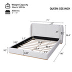 Christopher Knight Home Modern Boucle Upholstered Platform Bed with Solid Wood Base & Wingback Headboard